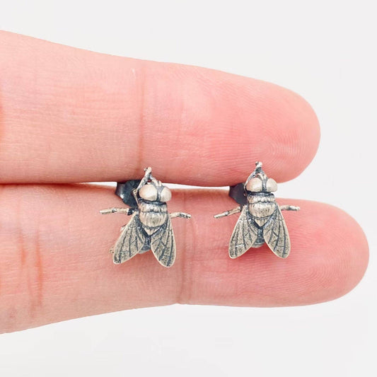 Sterling Silver Fly Stud Earrings