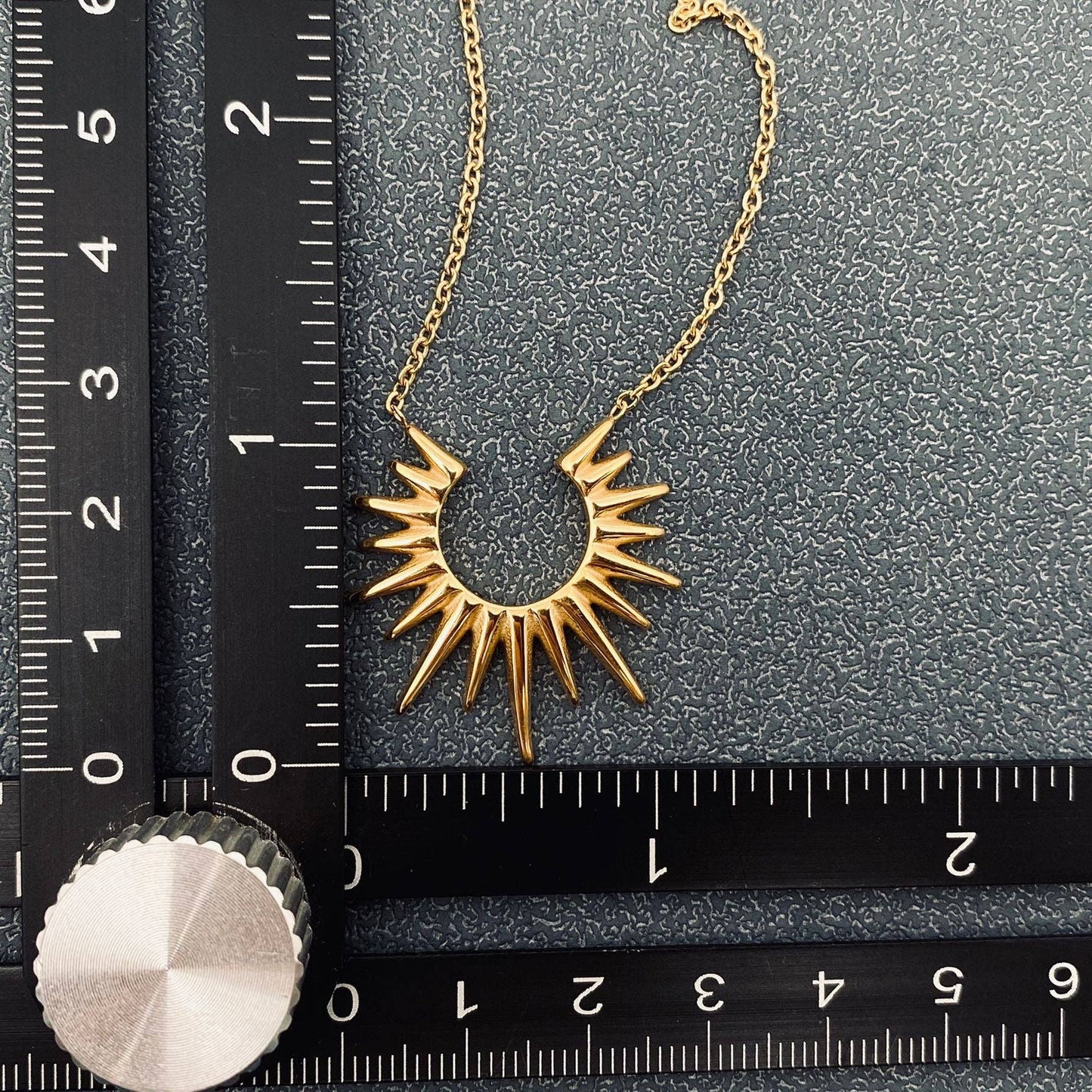 Sunburst Charm 18K Gold Plated Stainless Steel Necklace