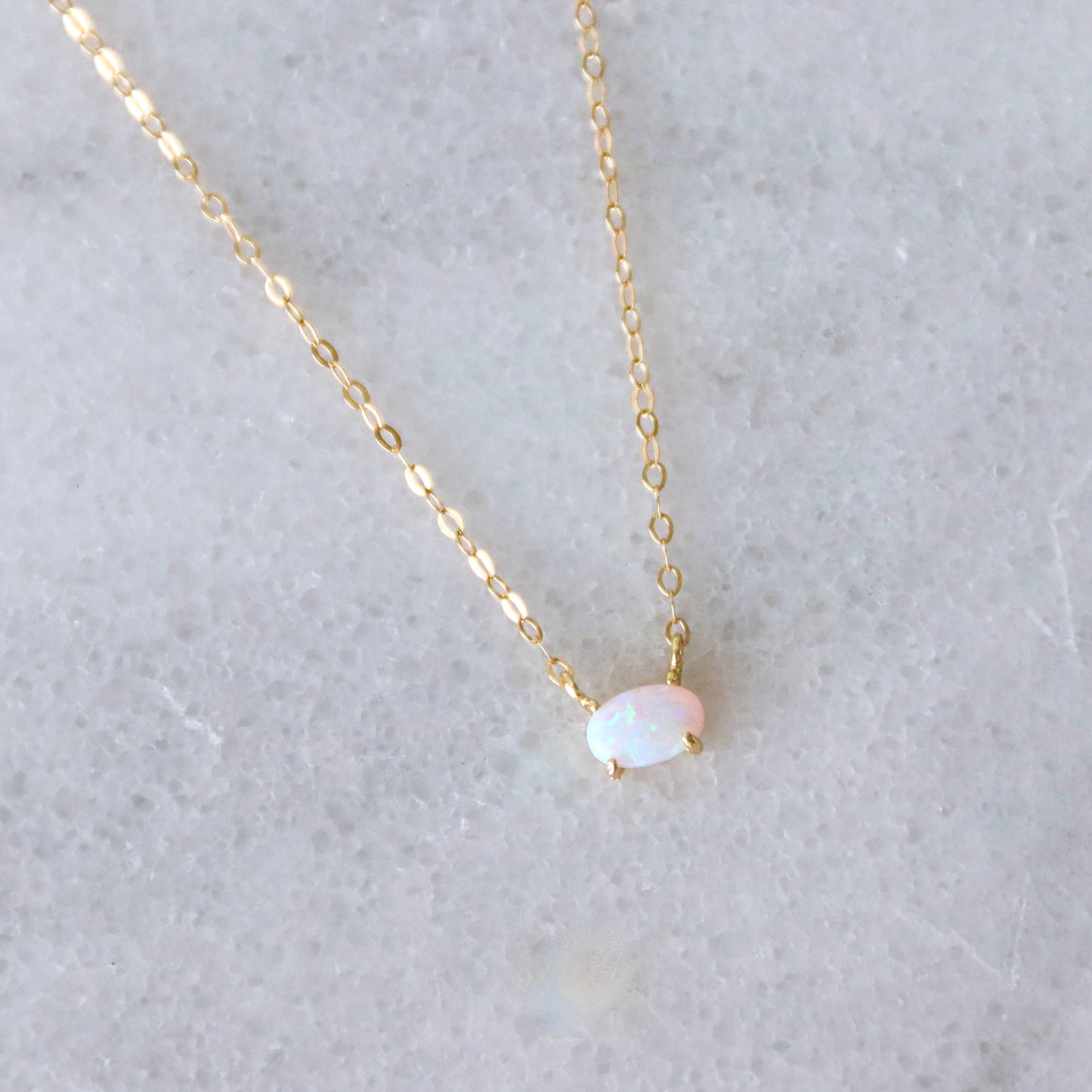 Mini Oval Opal Necklace: 16 inches