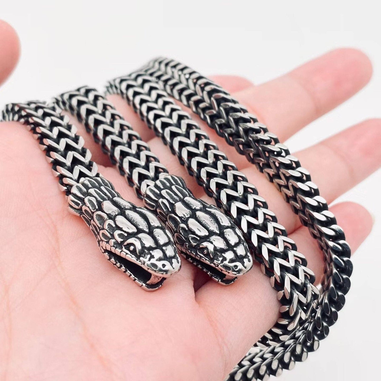 Punk Style Double Snake Head Men's Chain Necklace - MJ