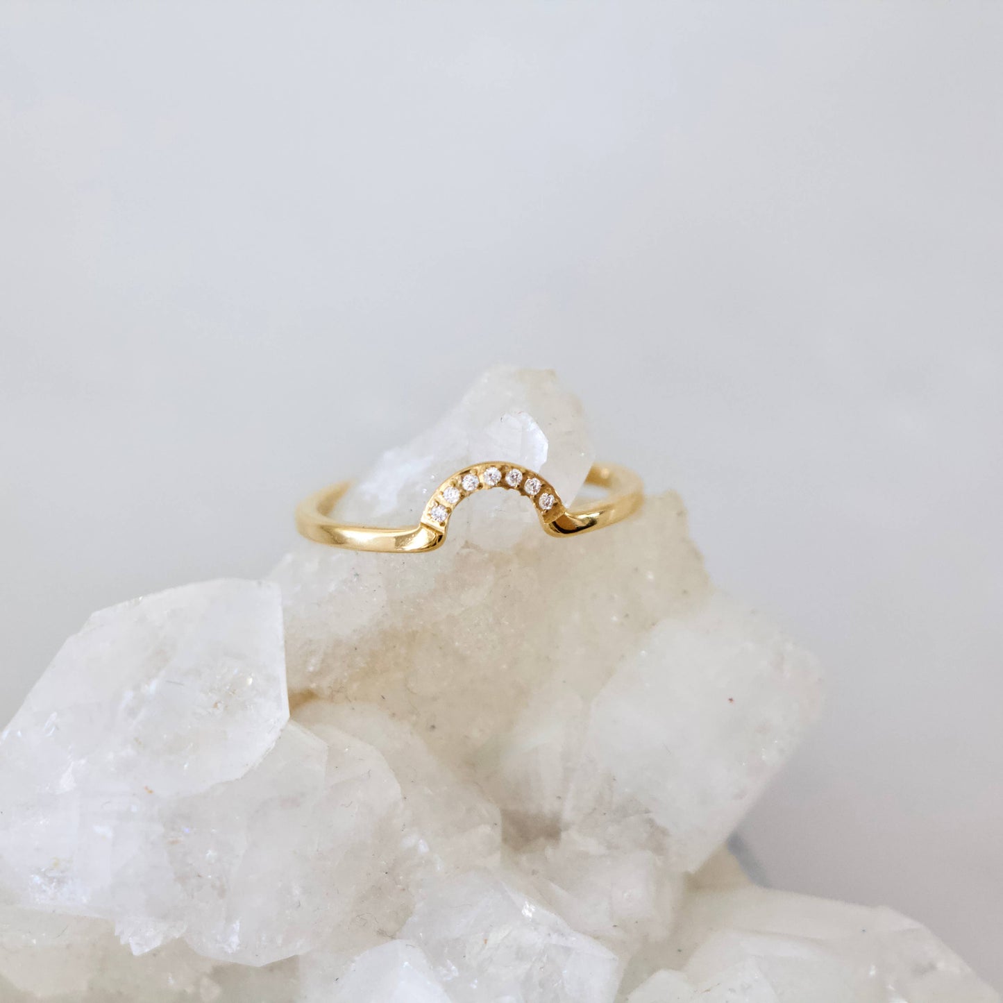 Zircon Half Moon Stack Ring - Waterproof