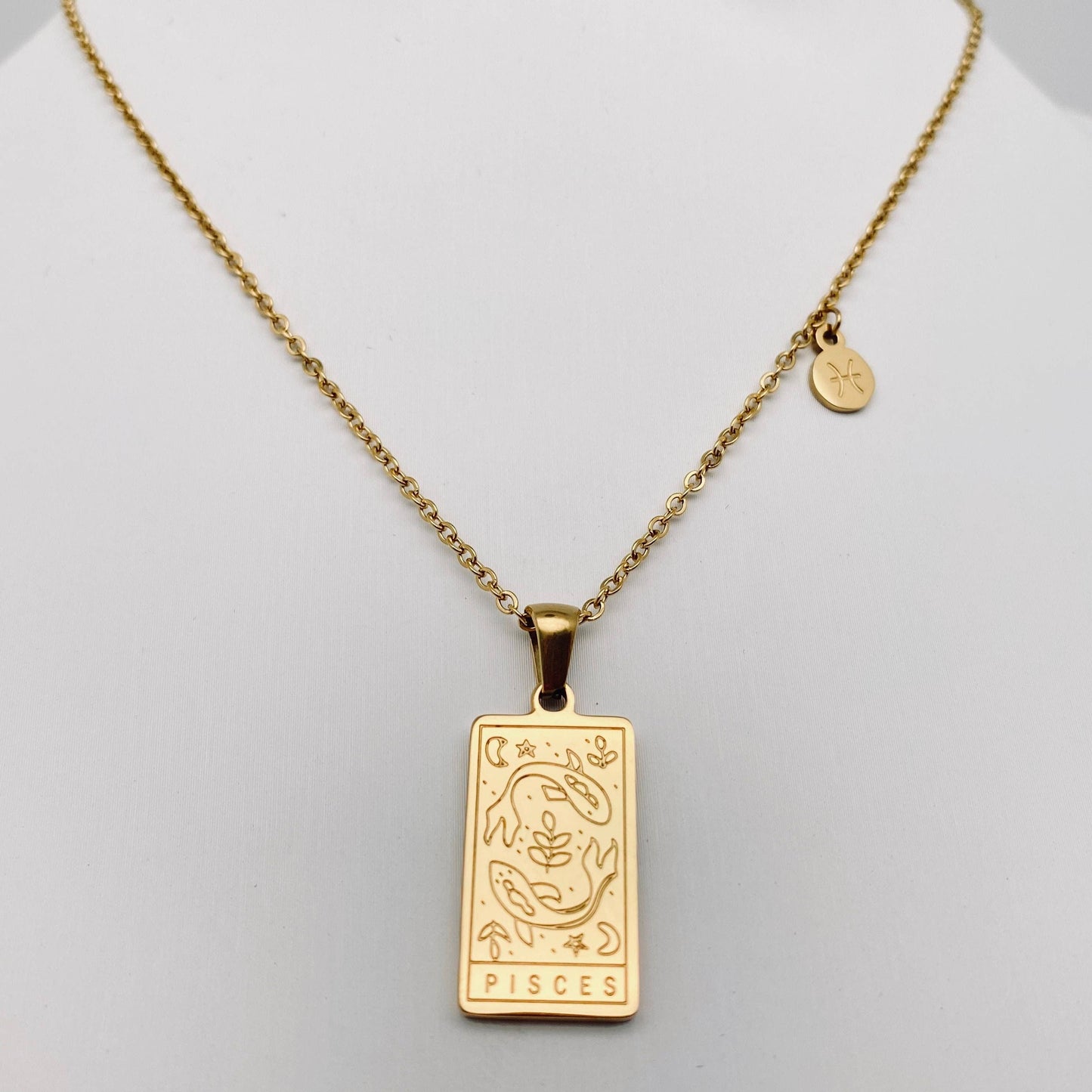 Zodiac Constellation Charm Necklace - Gold Plated Stainless Steel