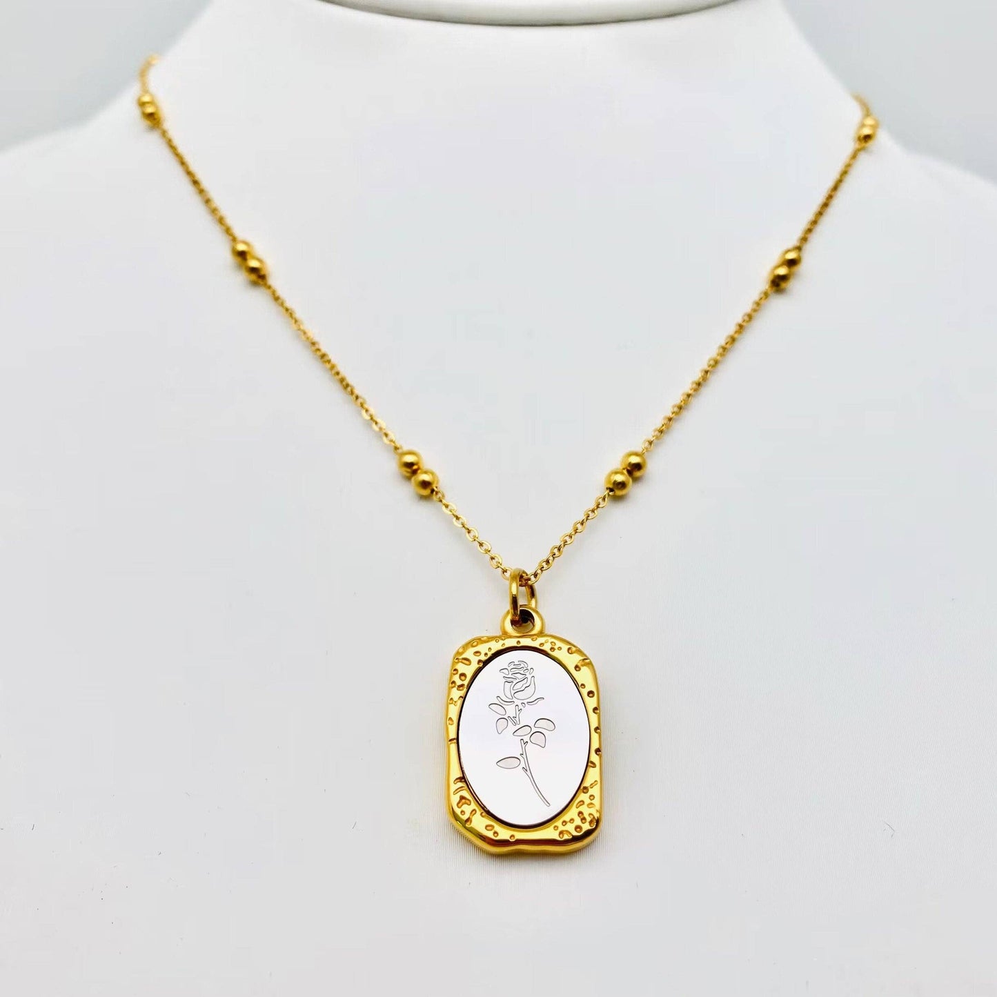 Magic Mirror Rose Stainless Steel Pendant Necklace