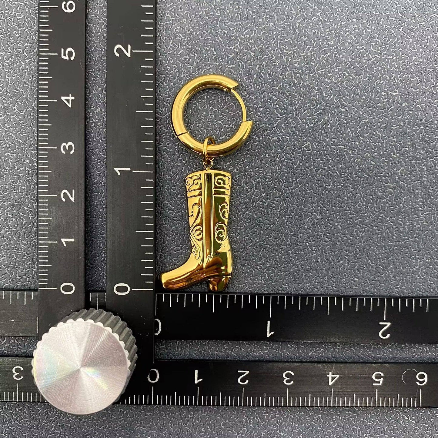 Western Style 18K Gold Plated SS Boots Huggie Earrings