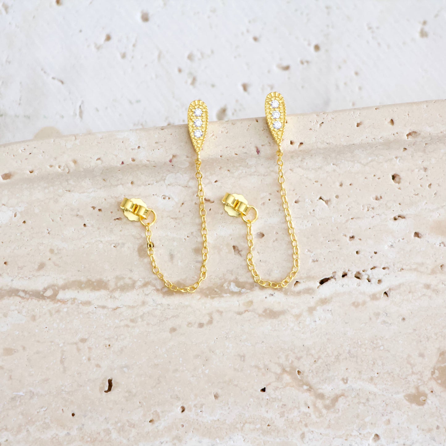 CZ Chain Earrings - Hypoallergenic