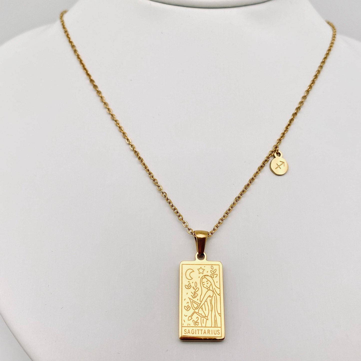 Zodiac Constellation Charm Necklace - Gold Plated Stainless Steel