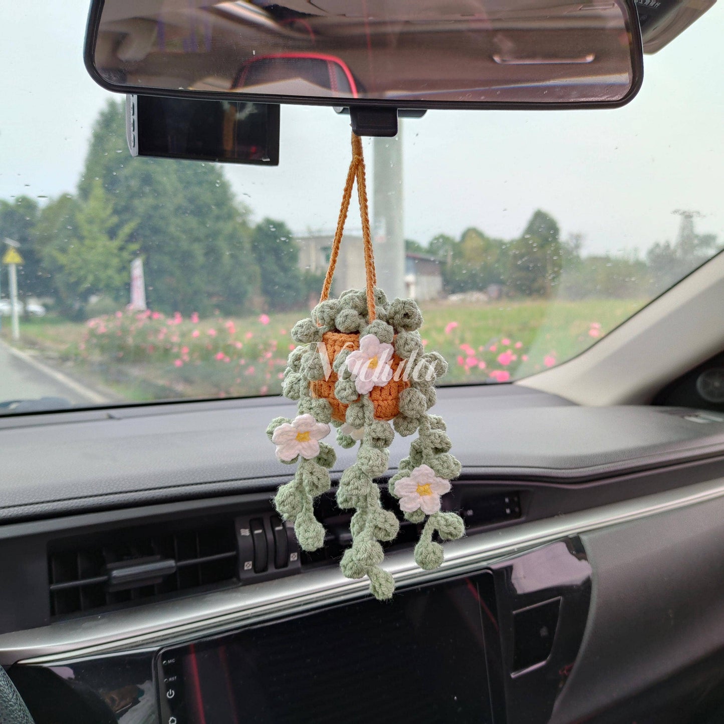 Crochet Car Plant Hanging, Crochet String of Pearls