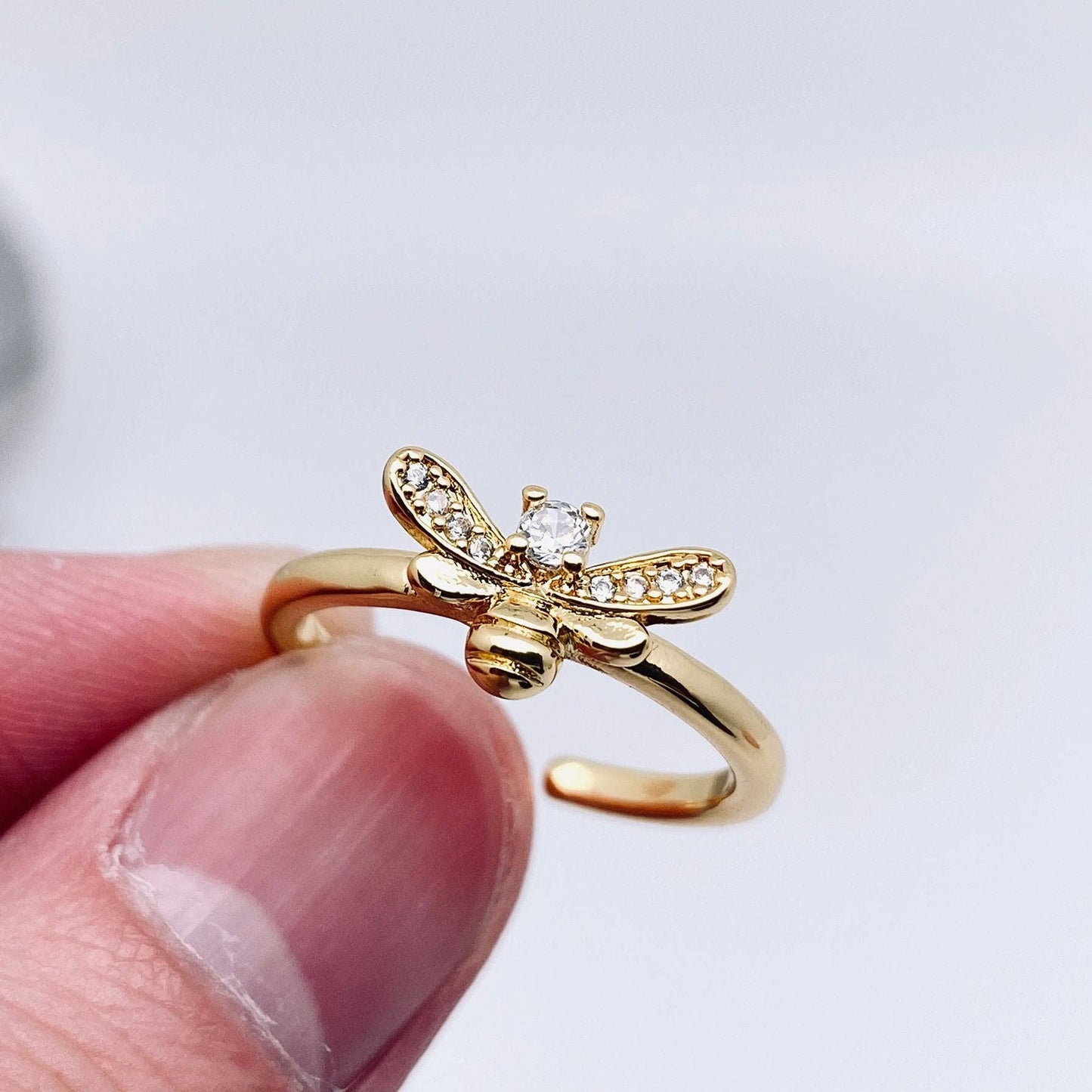 Cubic Zirconia Bee Adjustable Ring