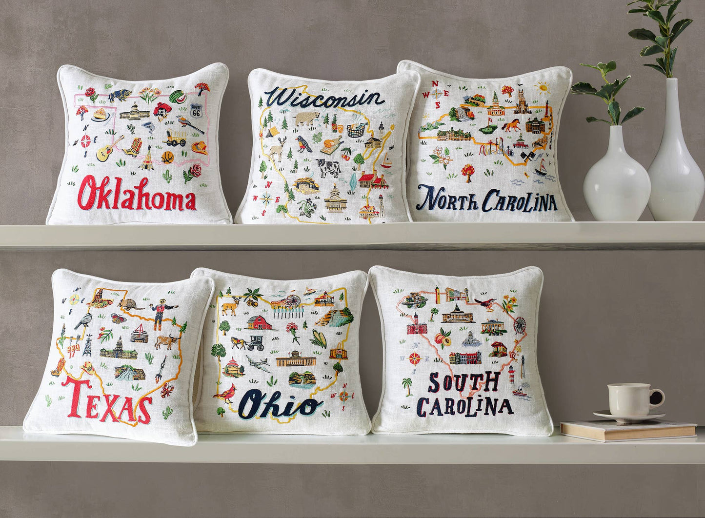 Texas Embroidered Pillow