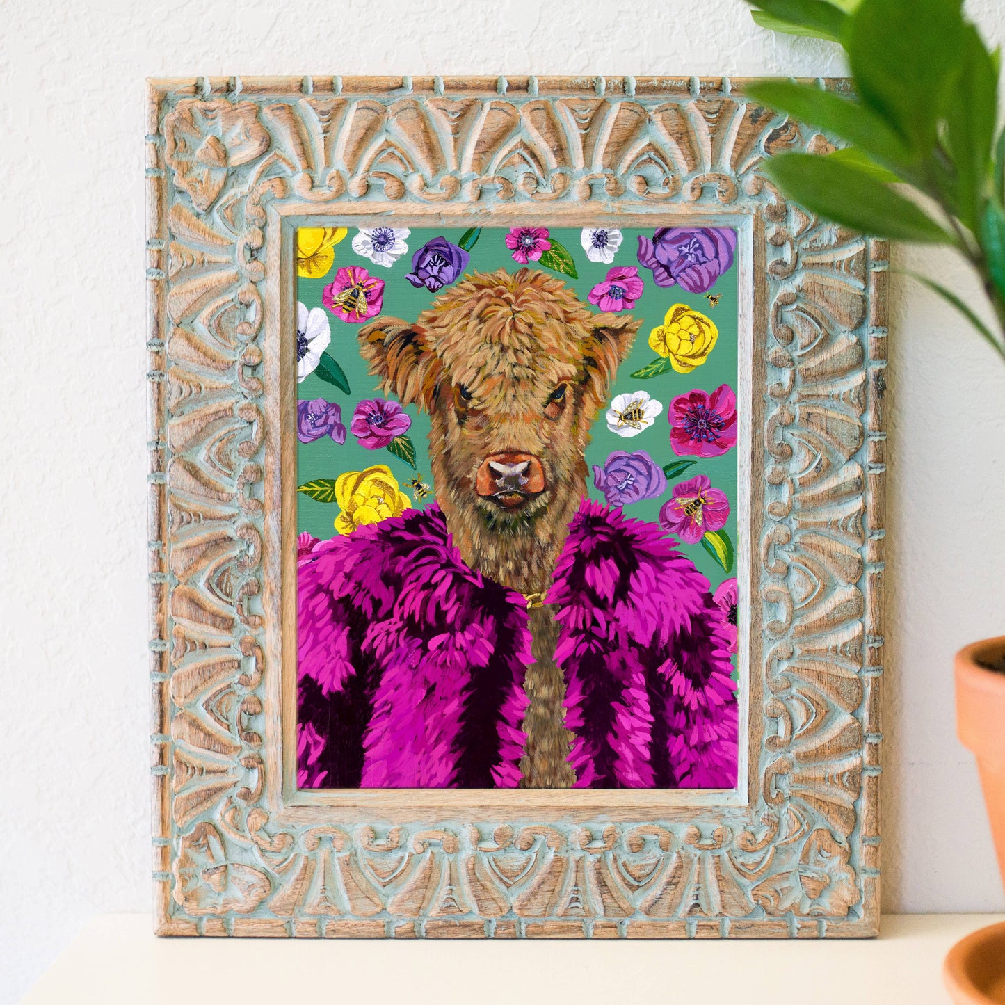 8" x 10" Fancy highland cow print