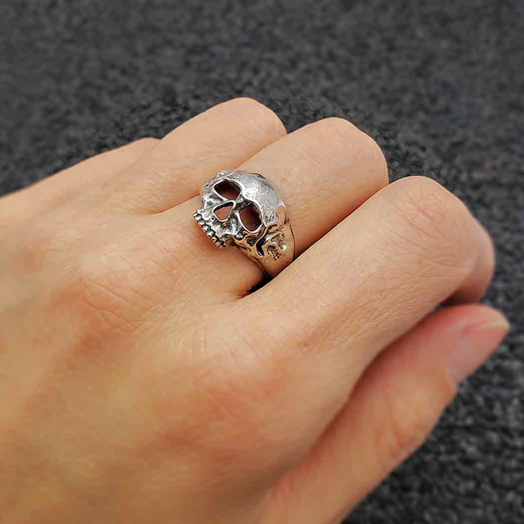 Sterling Silver or Bronze Chunky Skull Ring