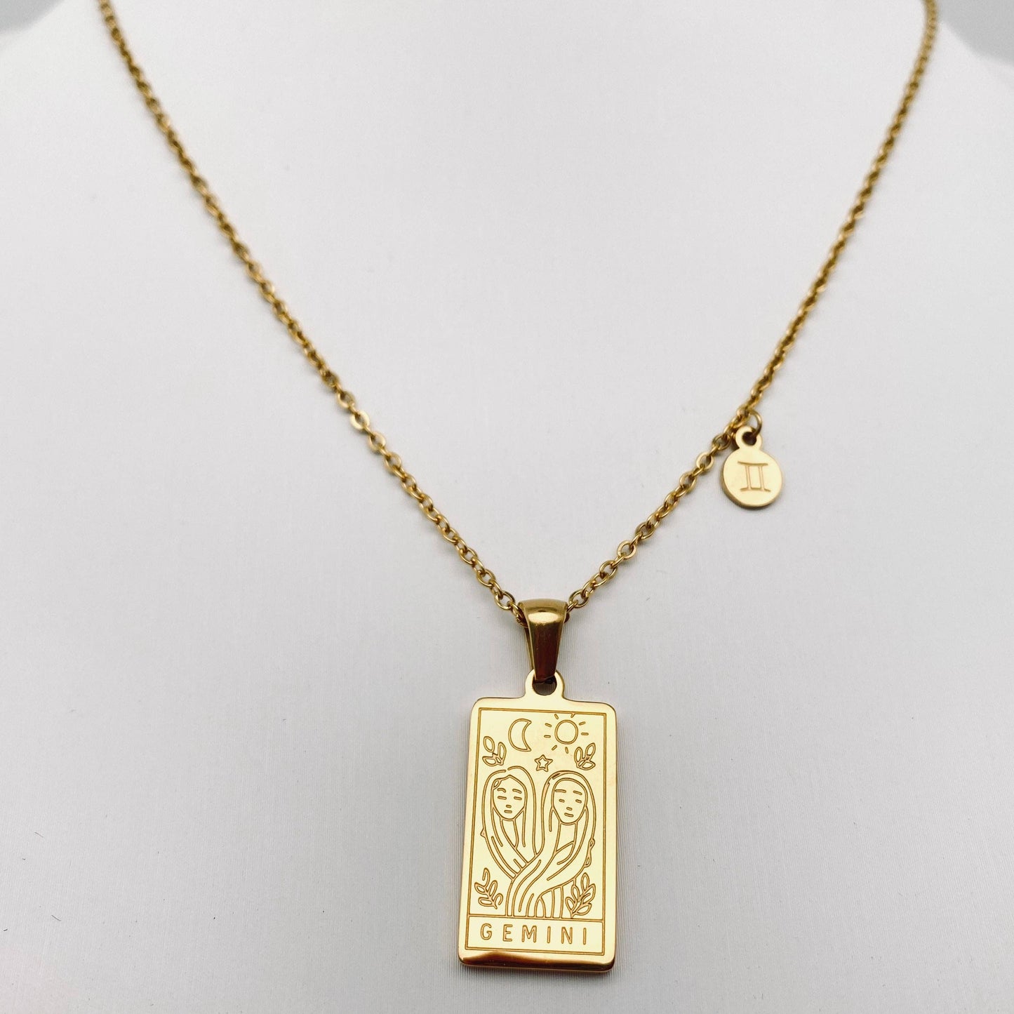 Zodiac Constellation Charm Necklace - Gold Plated Stainless Steel