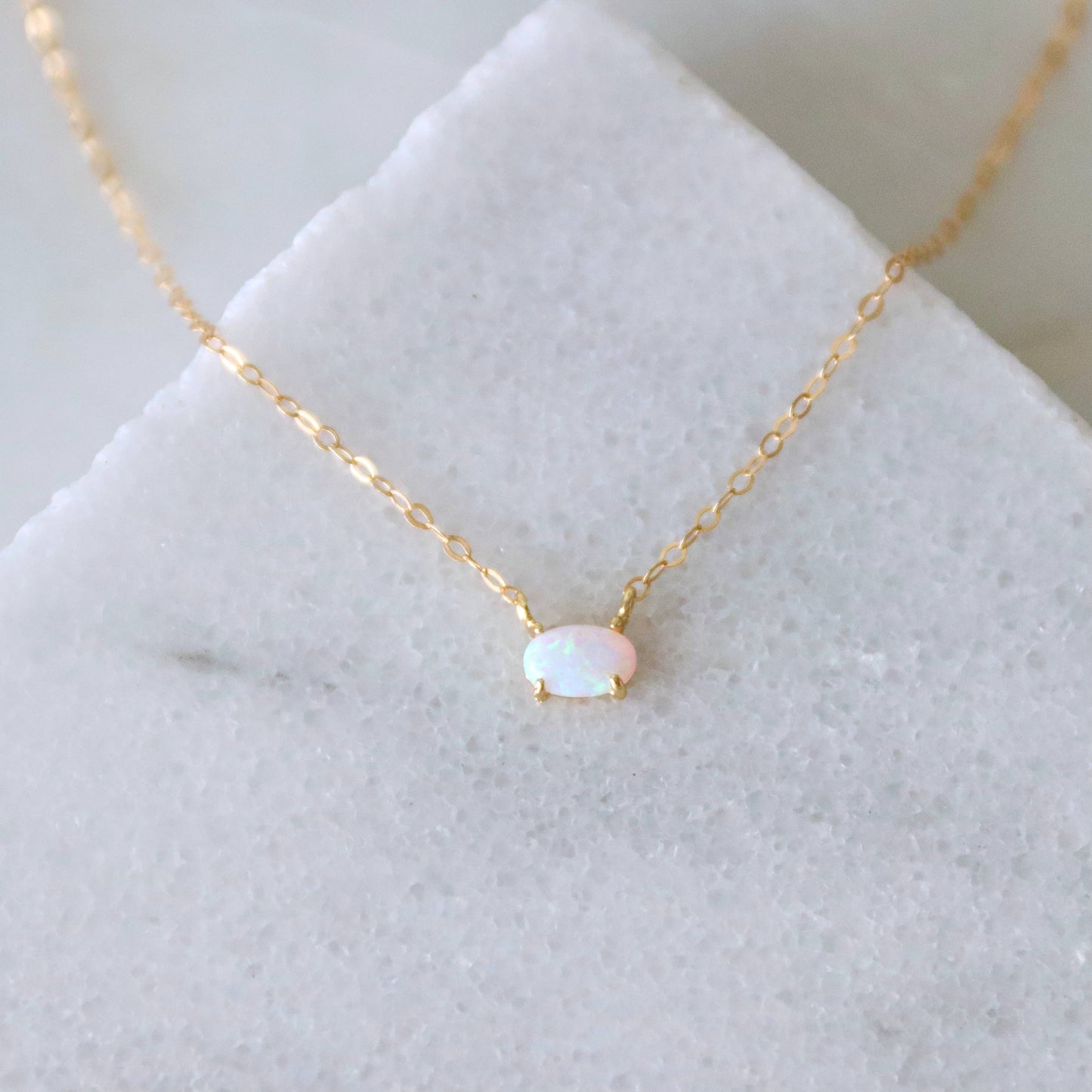 Mini Oval Opal Necklace: 16 inches