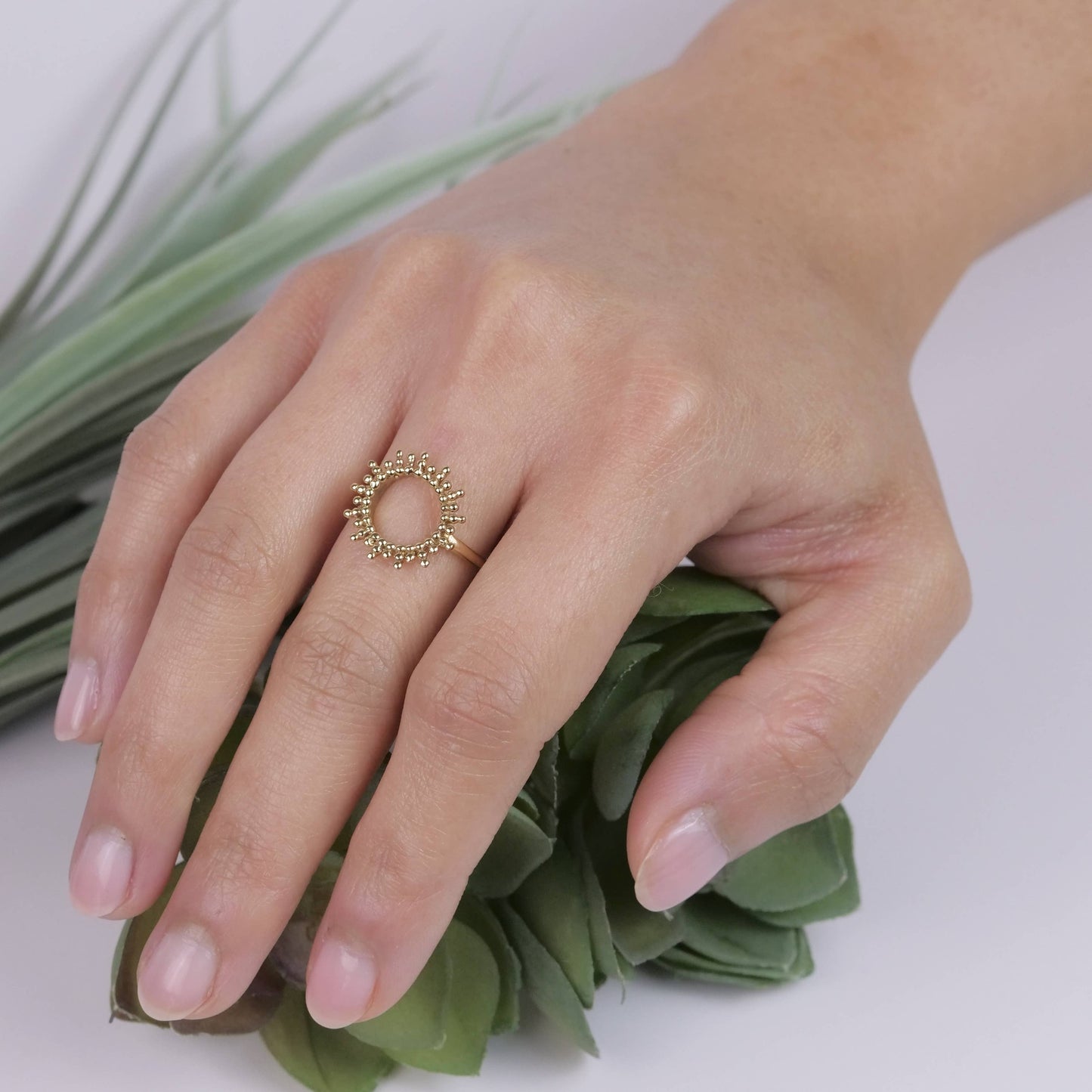 Brass Open Circle Ray Ring