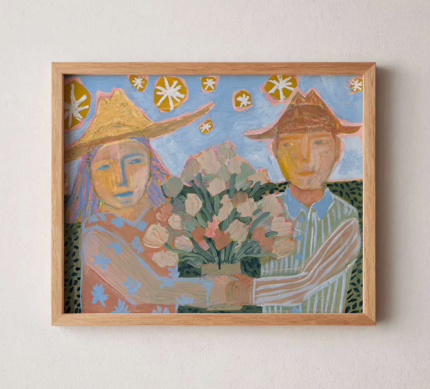 Vintage Cowboy and Cowgirl Floral Bouquet Print