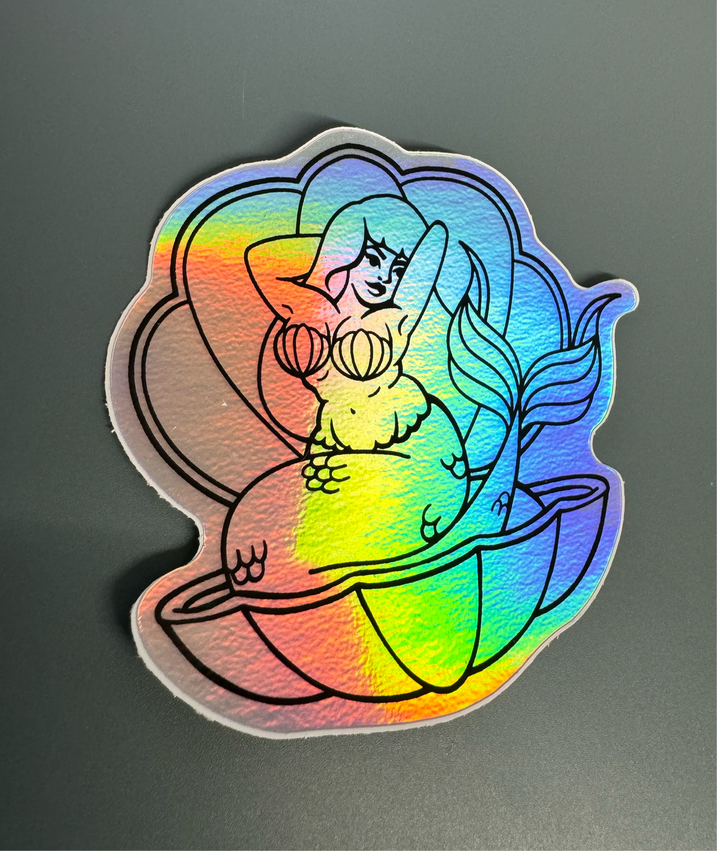 Mermaid Seashell sticker (holographic)