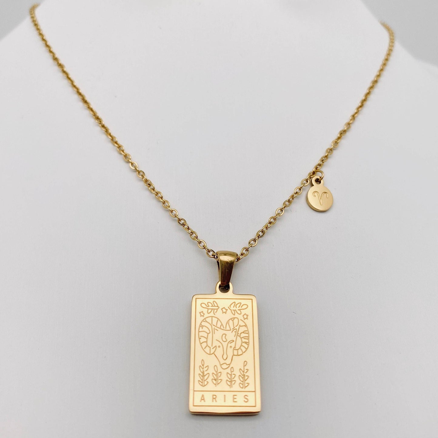 Zodiac Constellation Charm Necklace - Gold Plated Stainless Steel