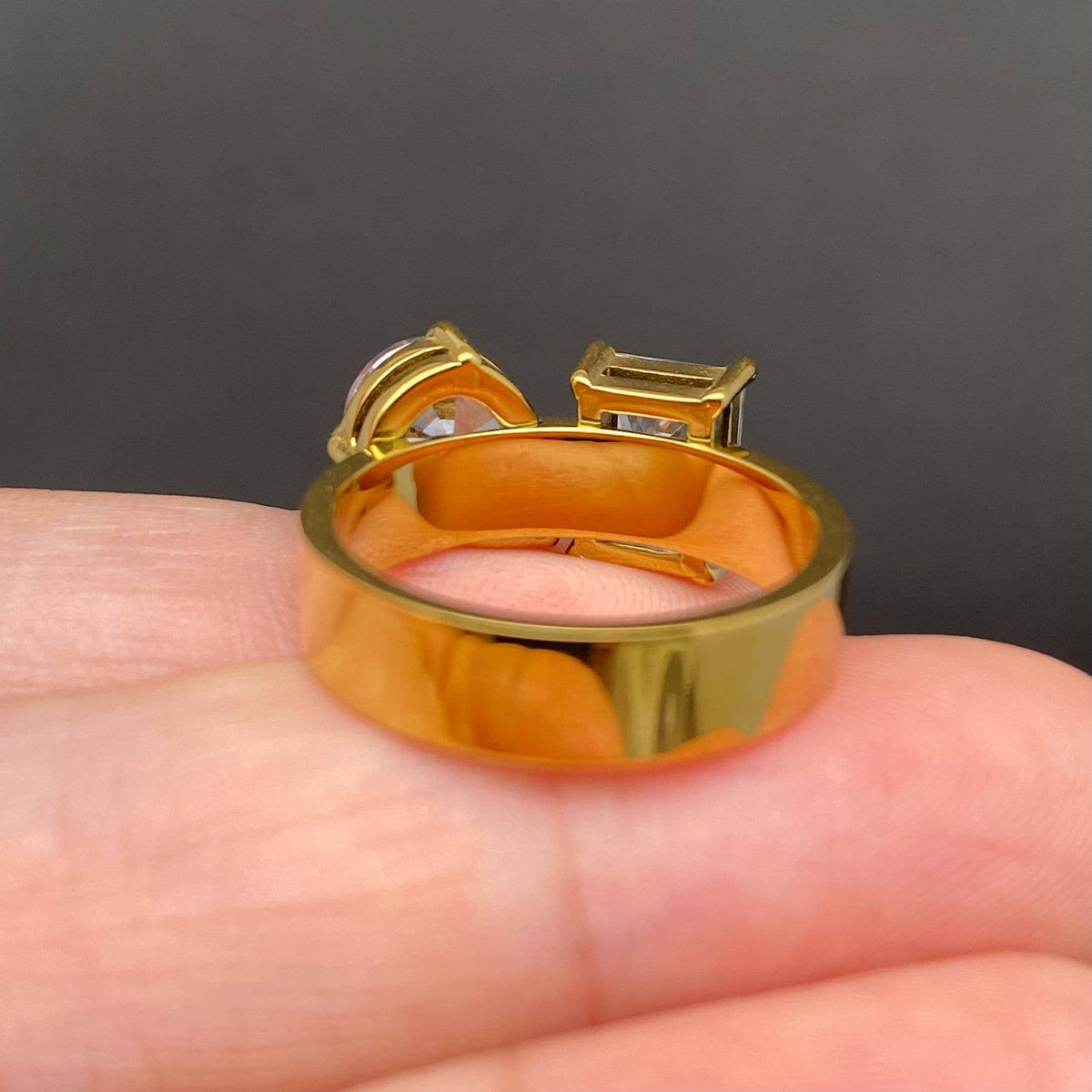 Geometric Zircon 18K Gold Plated Ring