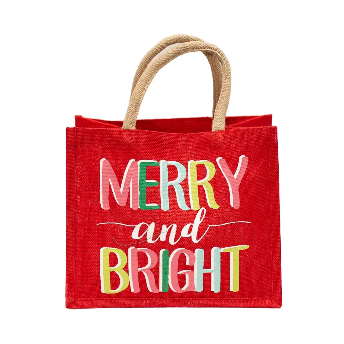 Merry & Bright Gift Tote Red/Multi 12x10x8