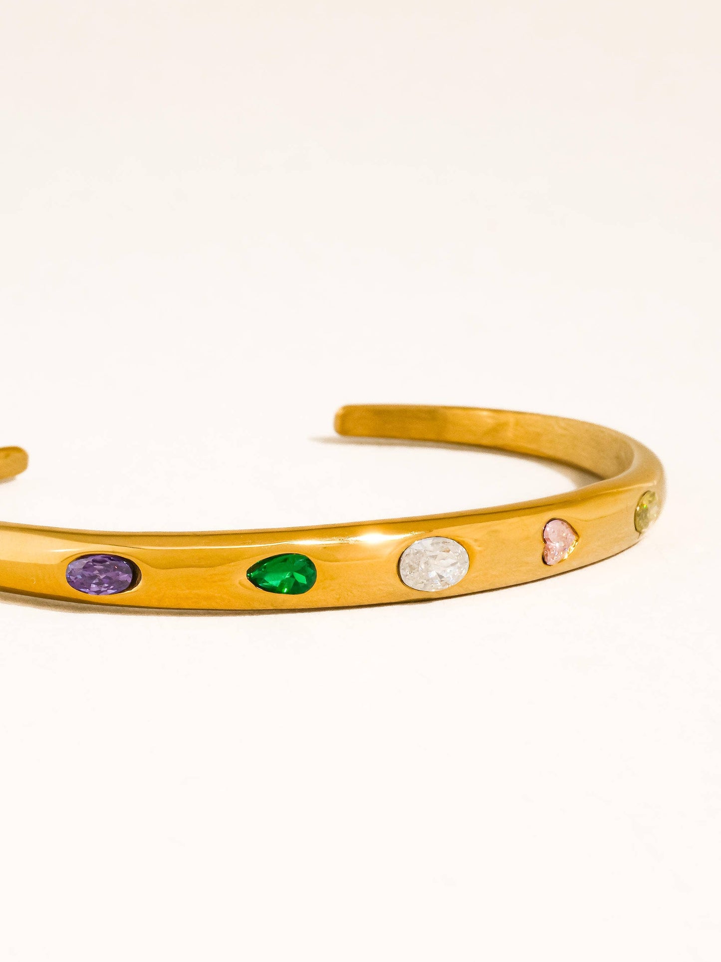 Juneau 18K Gold Non-Tarnish Multicolor CZ Bangle