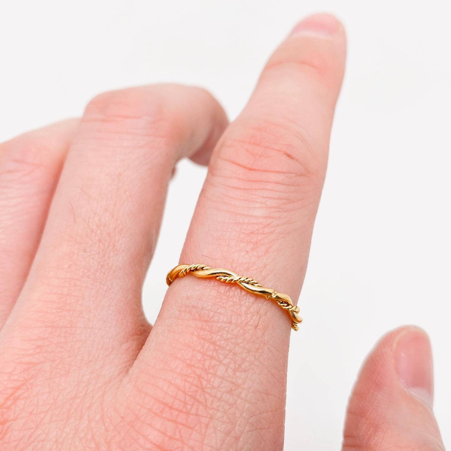 Fine Twist 18K Gold Plated Stainless Steel Ring