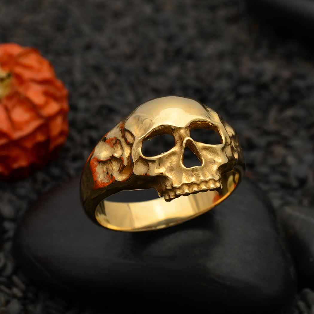 Sterling Silver or Bronze Chunky Skull Ring