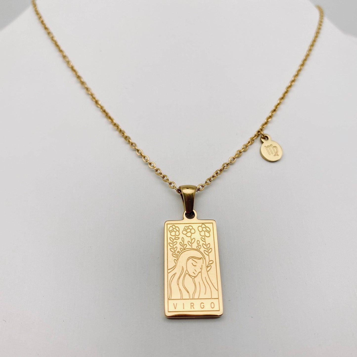 Zodiac Constellation Charm Necklace - Gold Plated Stainless Steel