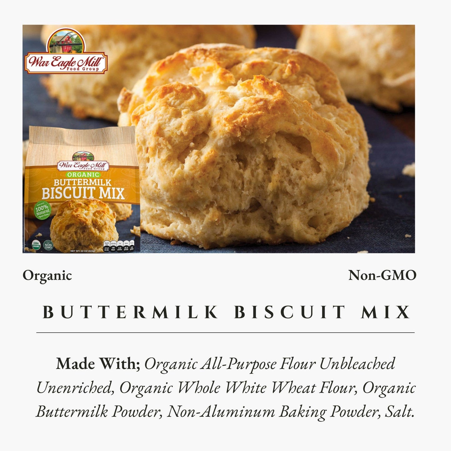 Buttermilk Biscuit Mix, Organic 22 oz. Bag