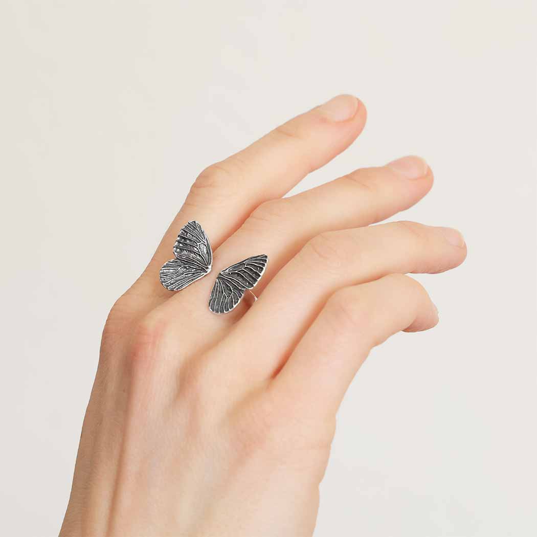 Bronze Adjustable Dimensional Butterfly Wings Ring