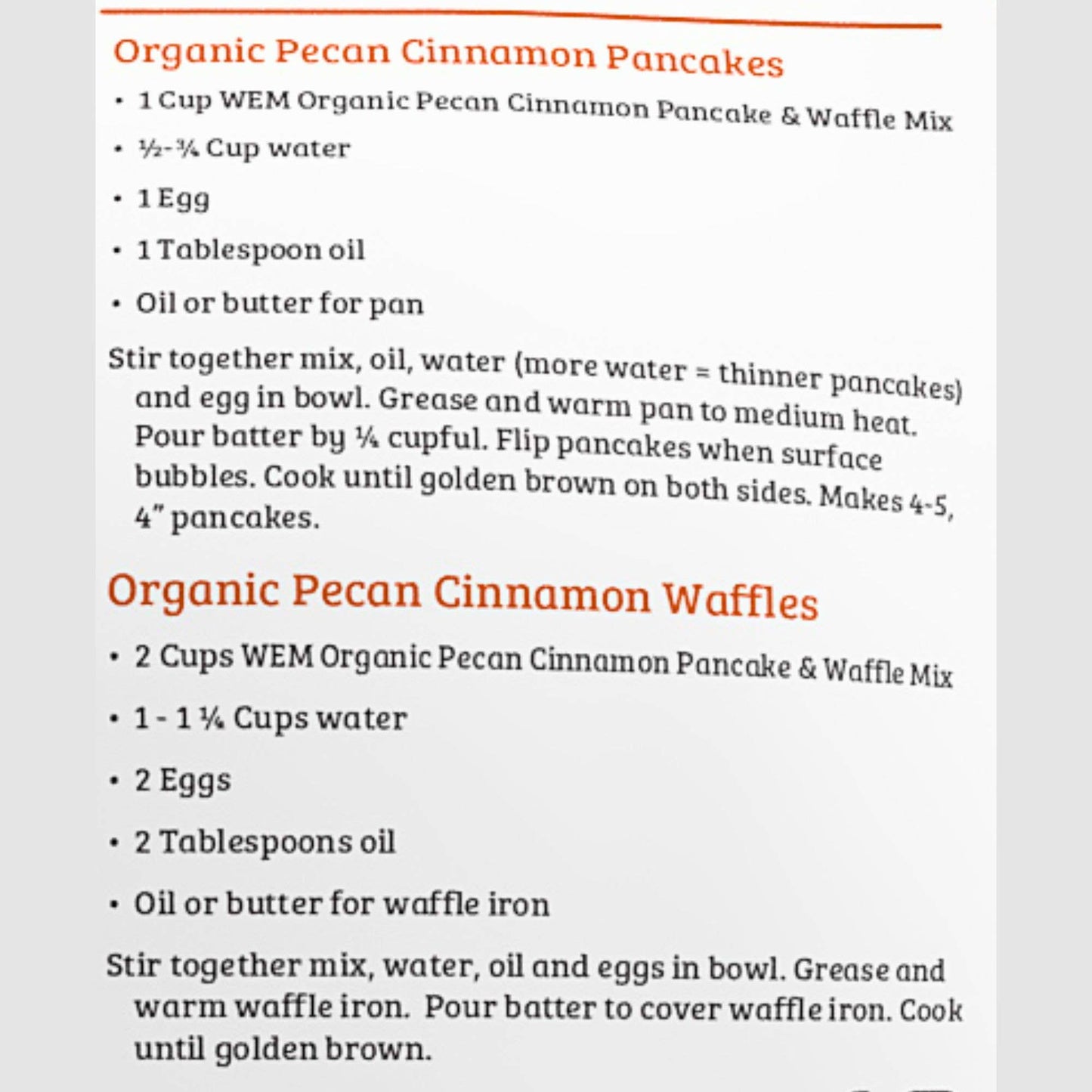 Pecan Cinnamon Whole Grain Pancake/Waffle Mix, Organic 22 oz