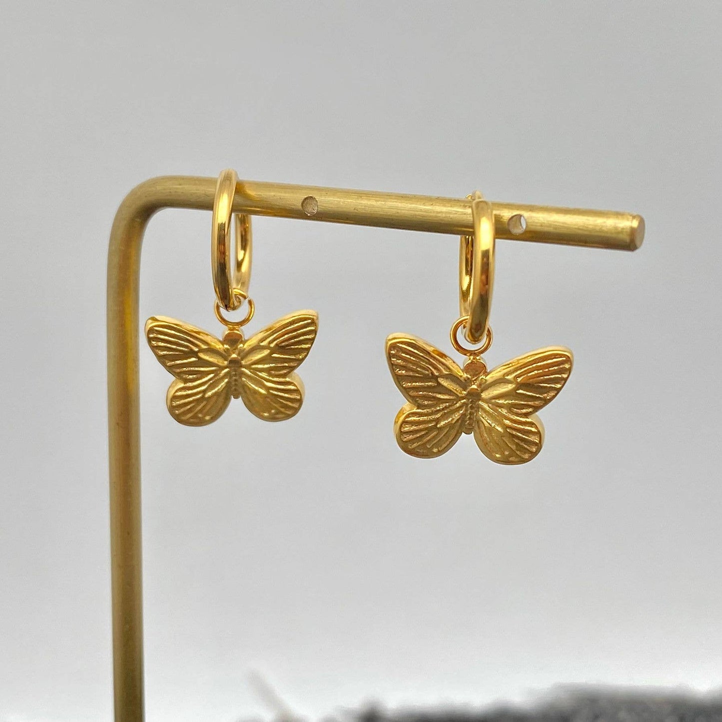 18K Gold Plated Stainless Steel Butterfly Huggie
