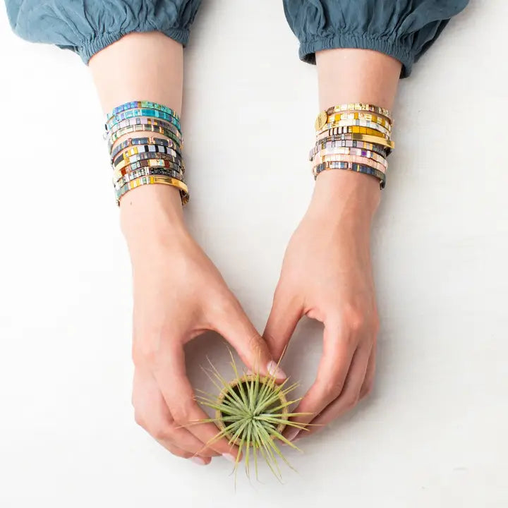 Good Karma Miyuki Bracelet - Just Breathe Turquoise/ Green/Silver