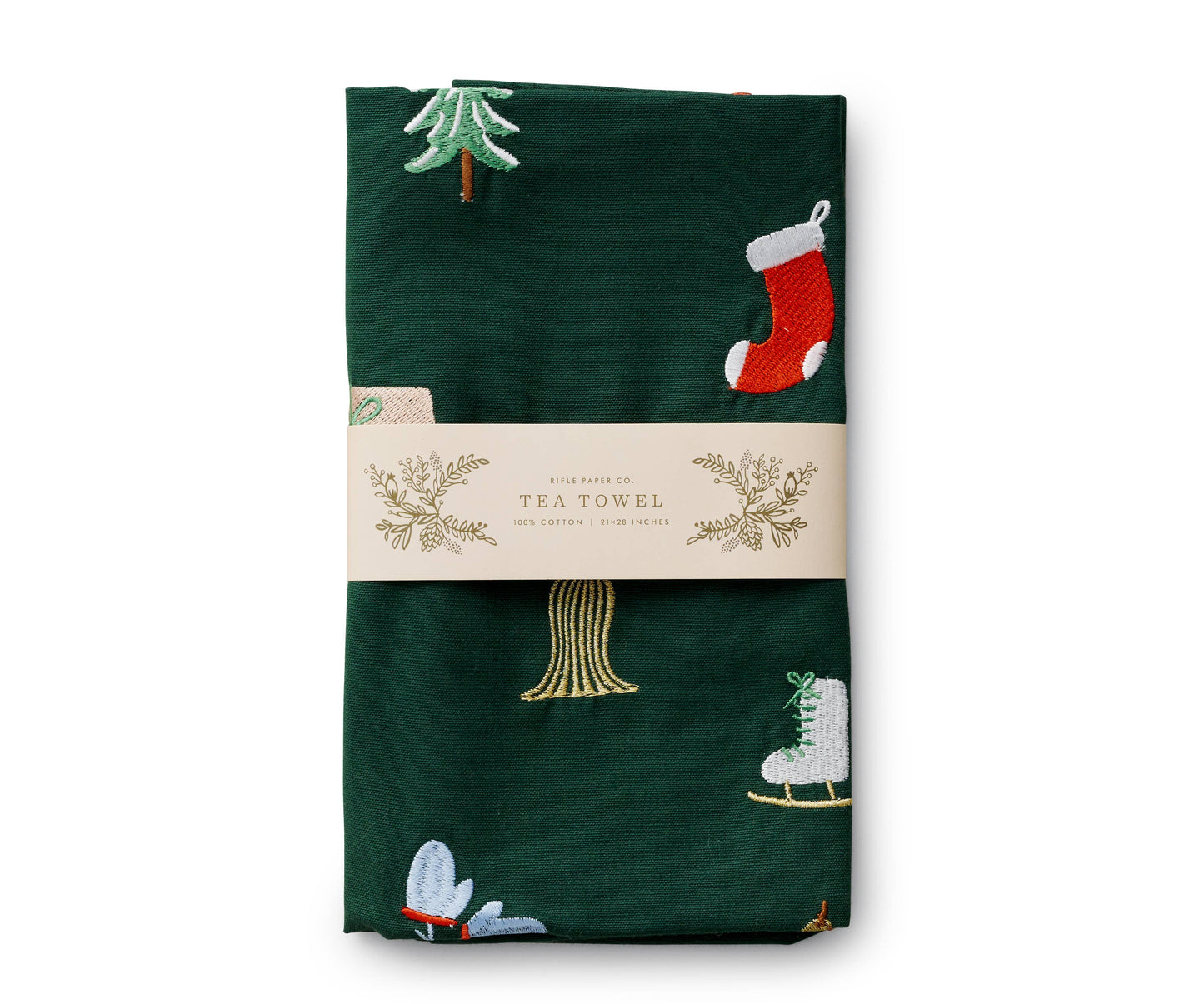 Signs of the Season Embroidered Tea Towel
