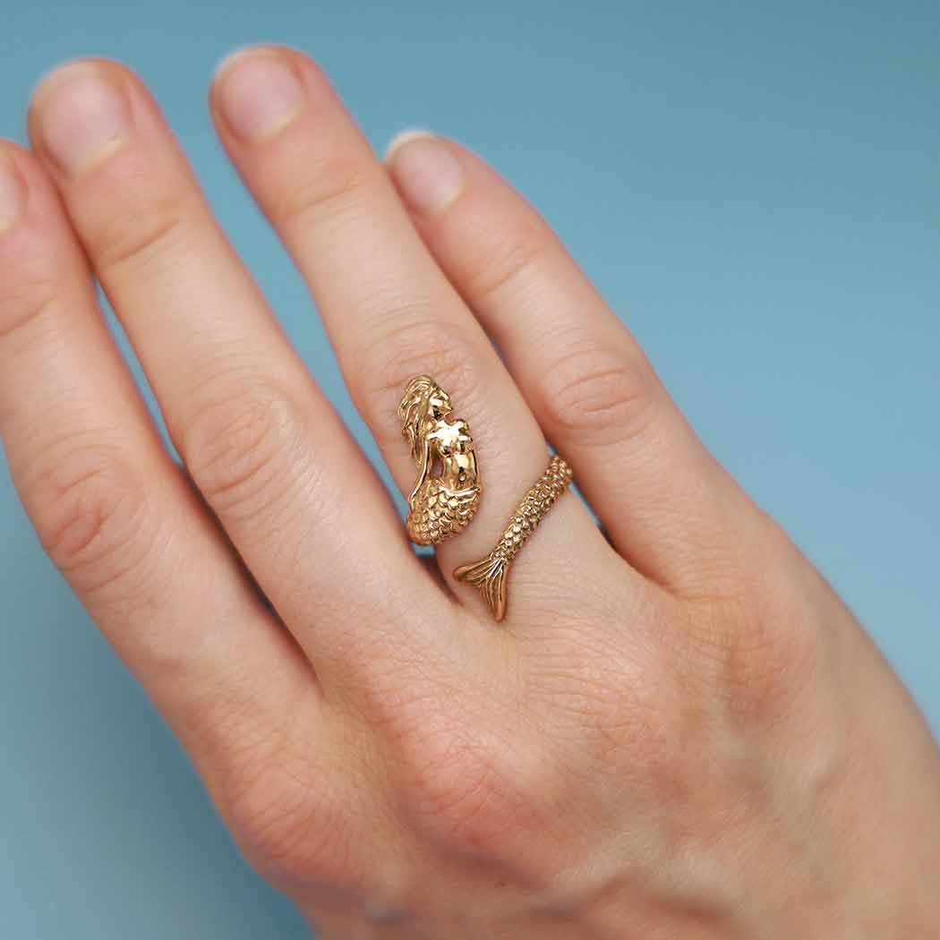 Sterling Silver or Bronze Adjustable Mermaid Ring