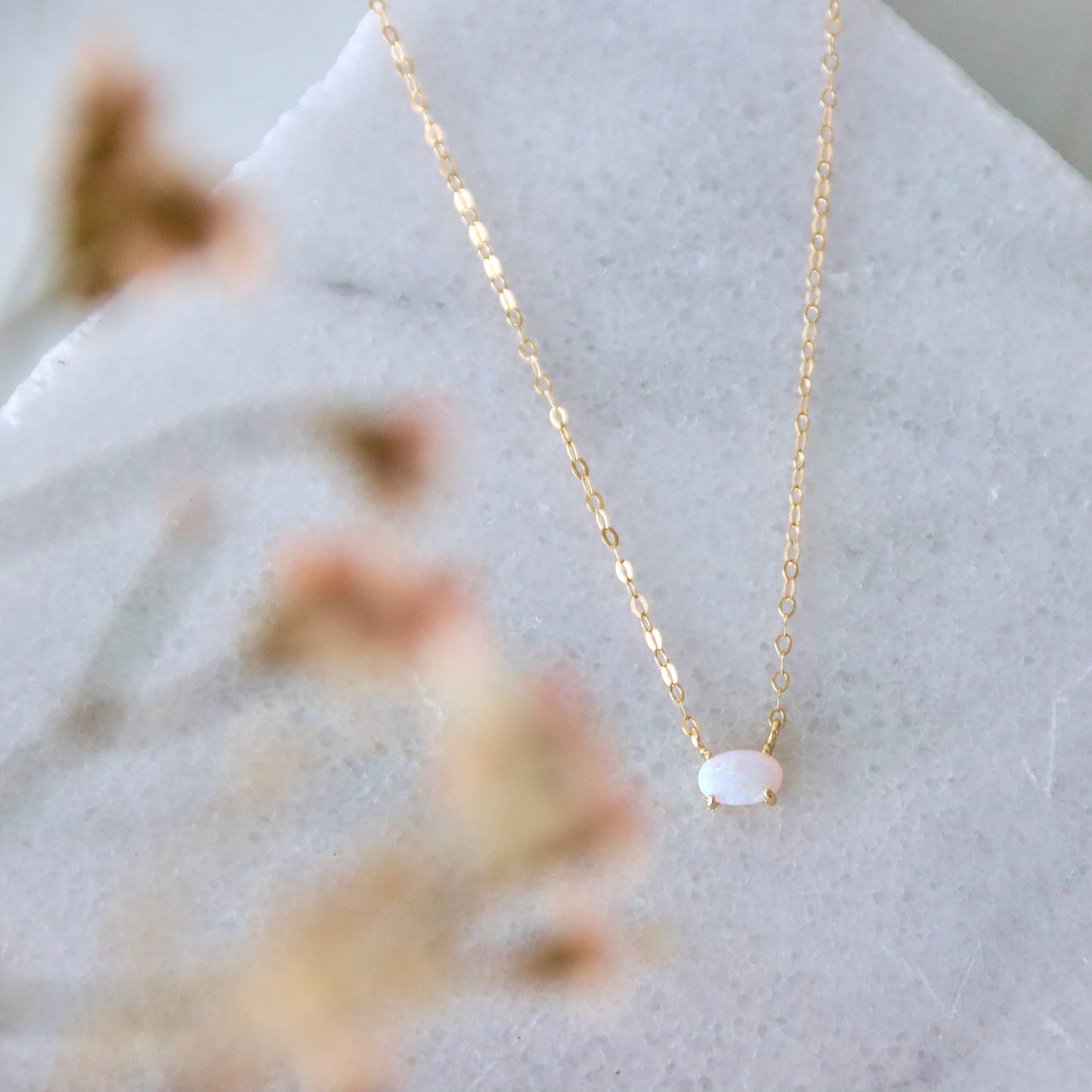 Mini Oval Opal Necklace: 16 inches