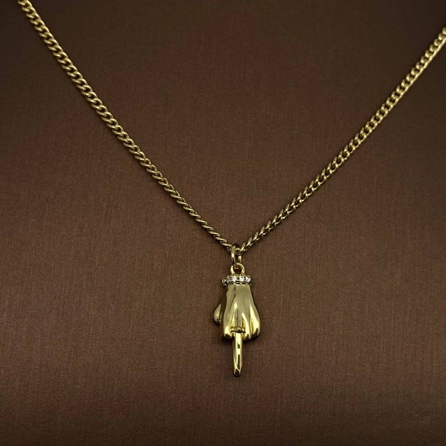 Hand Gesture Charm 18K Gold-plated Necklace