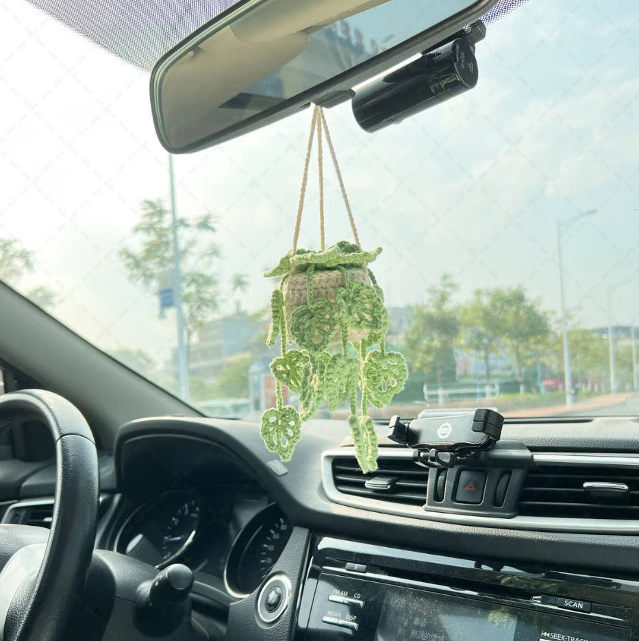 Crochet Monstera Plant, Car Plant Hanging, Plant Lover Decor
