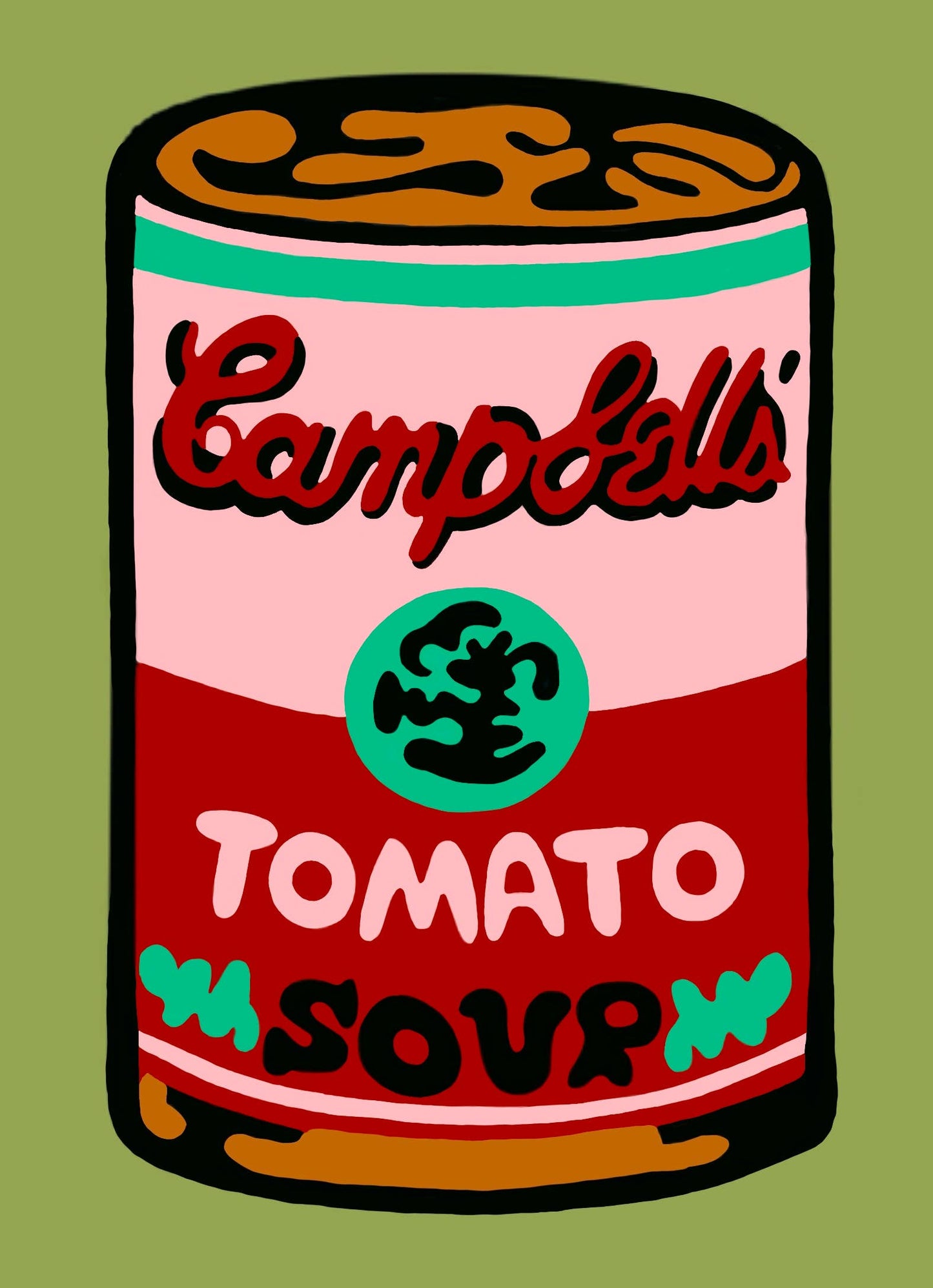 Tomato Soup Can Pink w/Green Paint by Number Kit; 5”x7”