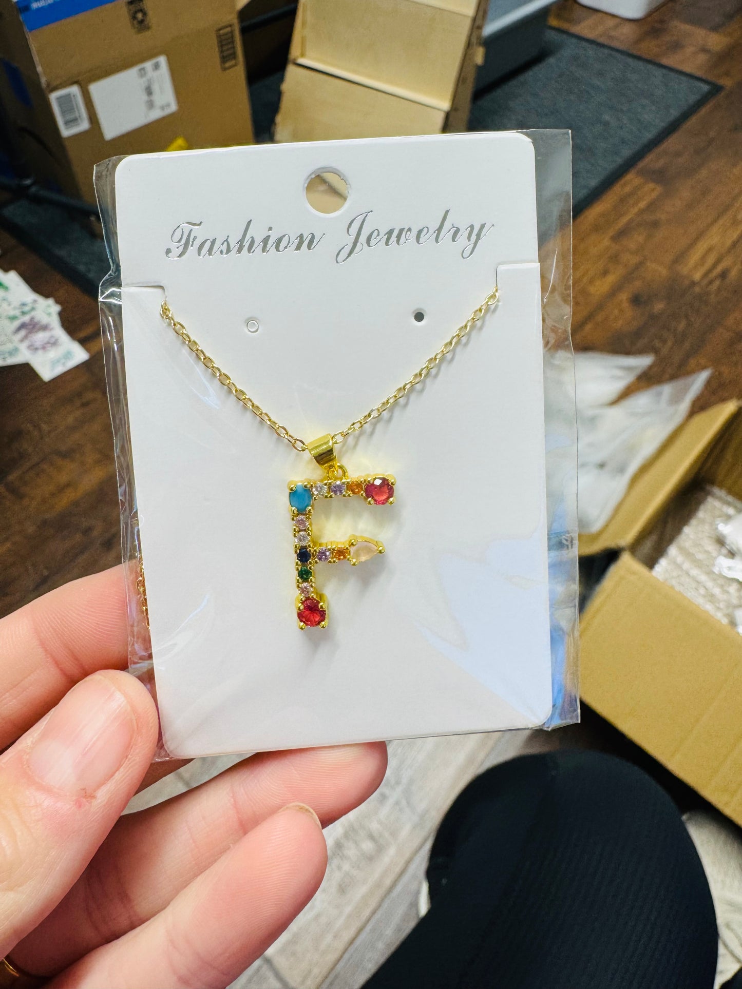 Stone Initial Necklace