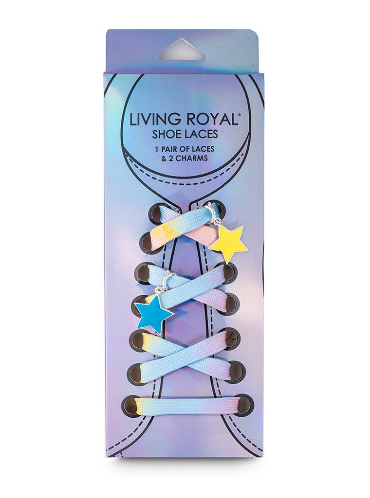 Shoelaces w/ Charms Set - Pastel Ombre Laces w/ Star Charms