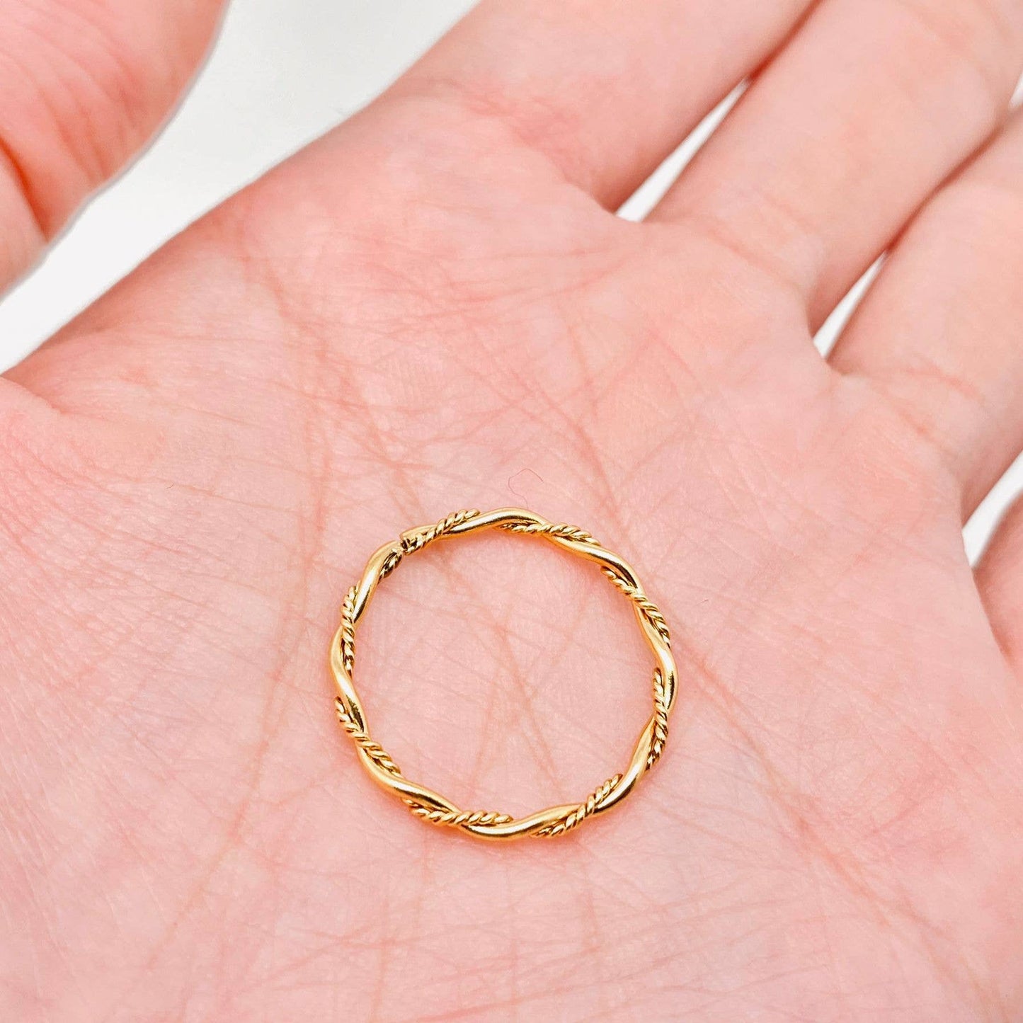 Fine Twist 18K Gold Plated Stainless Steel Ring