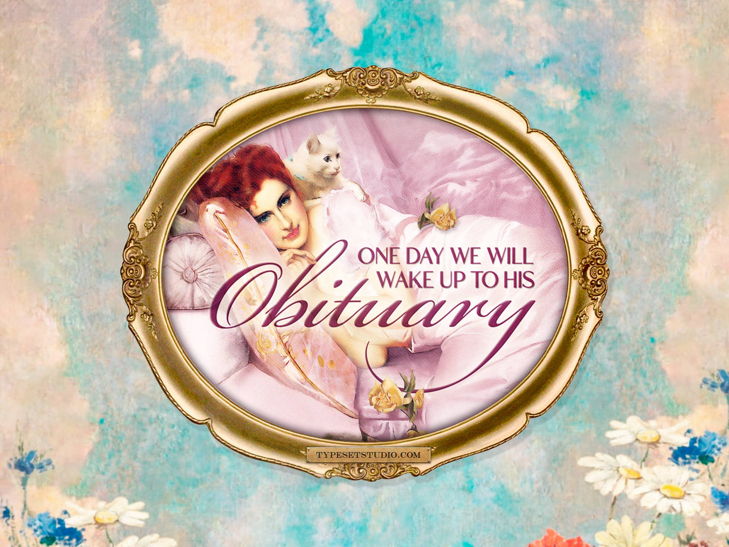 His Obituary - Altered Classic Art Vinyl Sticker