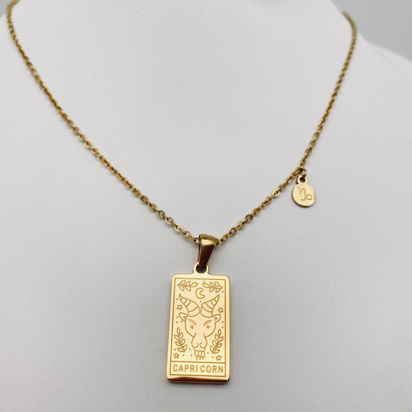 Zodiac Constellation Charm Necklace - Gold Plated Stainless Steel
