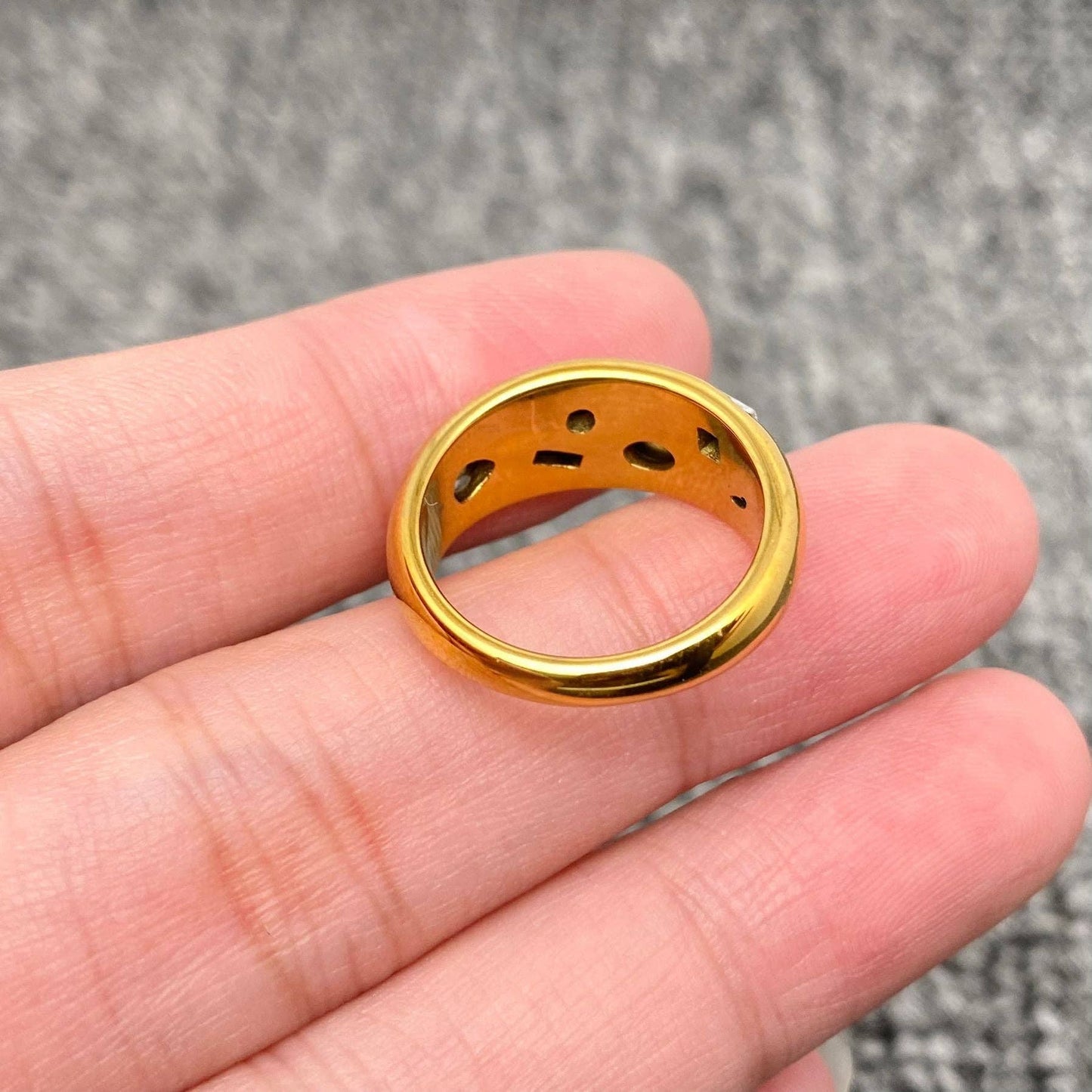 Colorful Zircon 18K Gold Plated Stainless Steel Ring