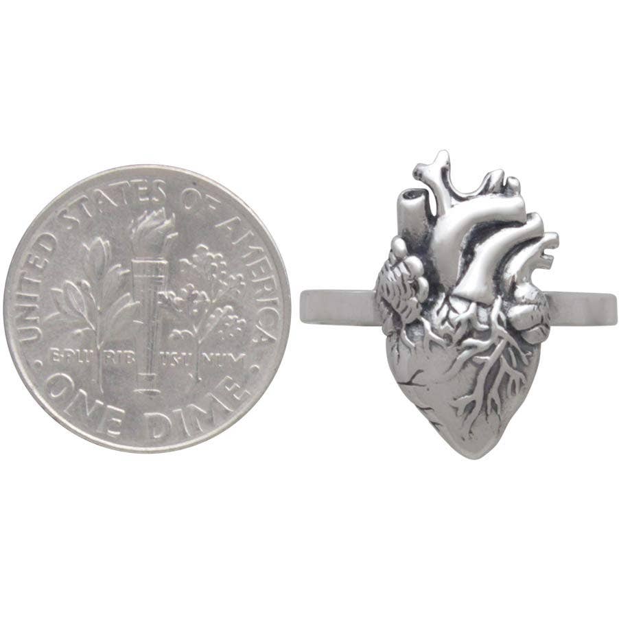 Sterling Silver Anatomical Heart Ring