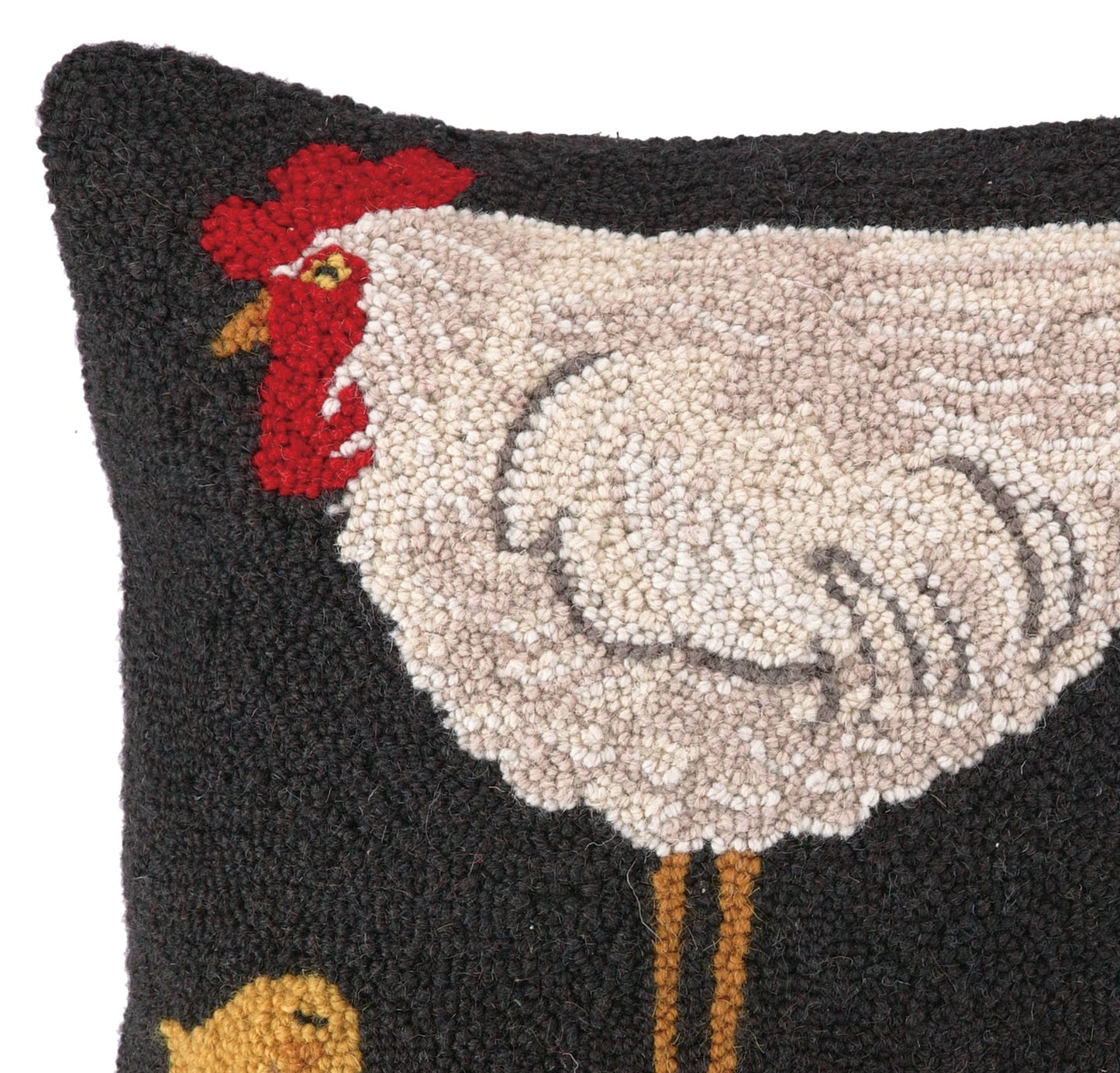 Hen with Three Chicks Hook Pillow - Lisa Hilliker