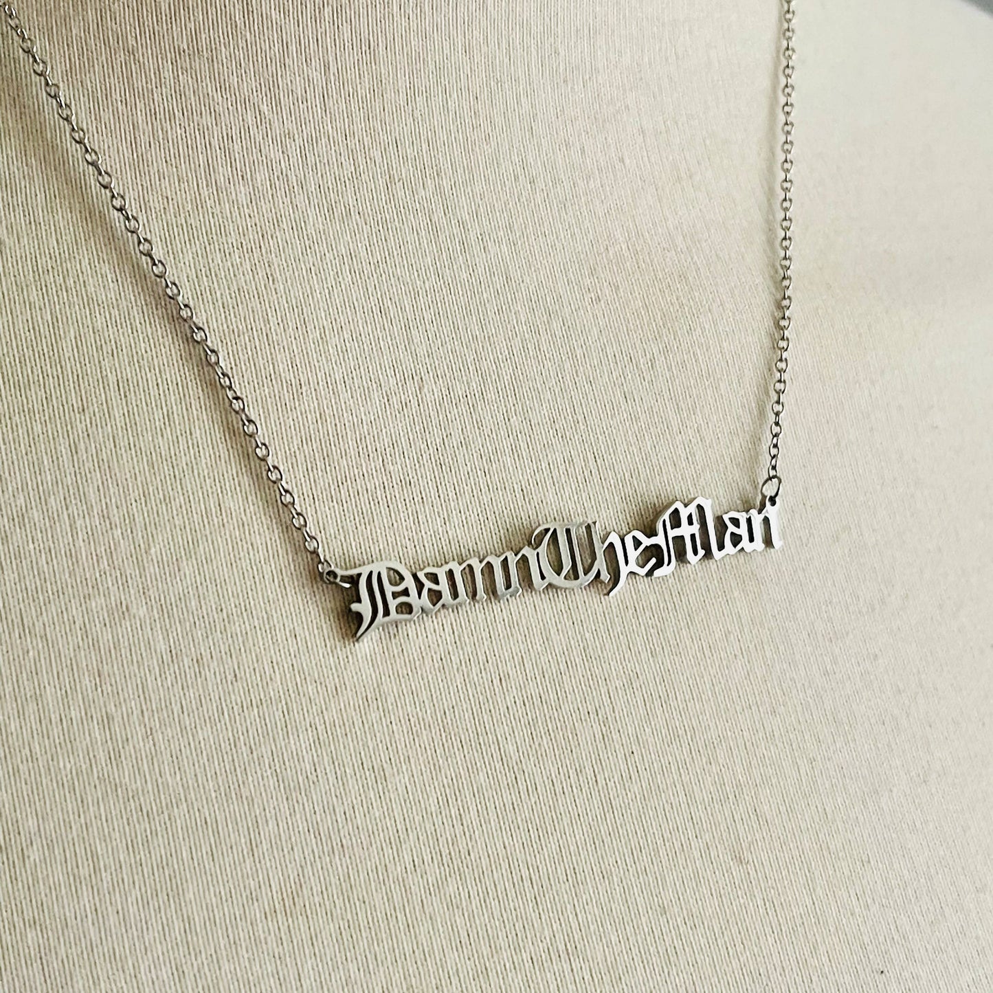 Damn the man word Necklace stainless steel silver or gold