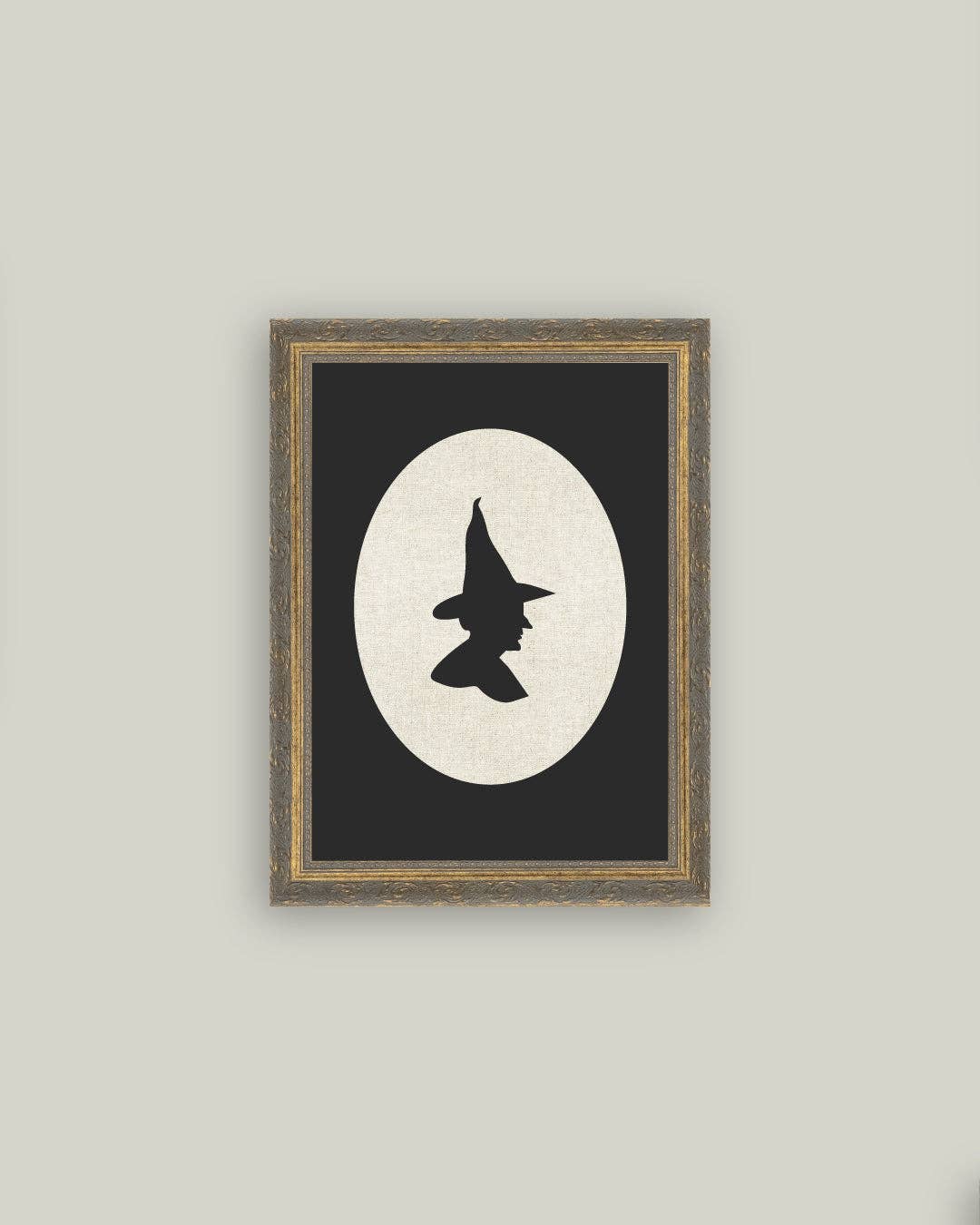 Witch Silhouette Framed Antique Art