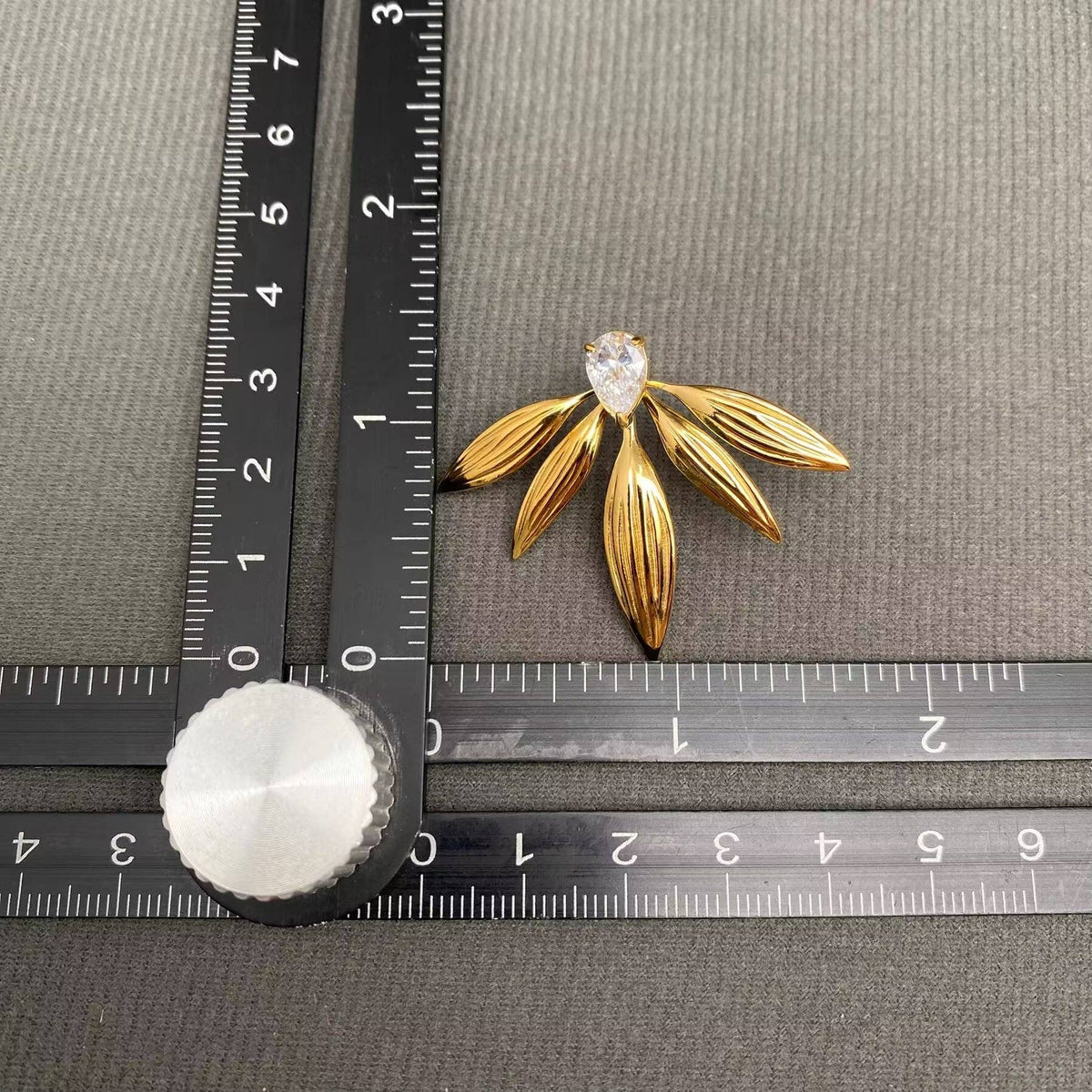 Zircon Leaf Gold Statement Earrings