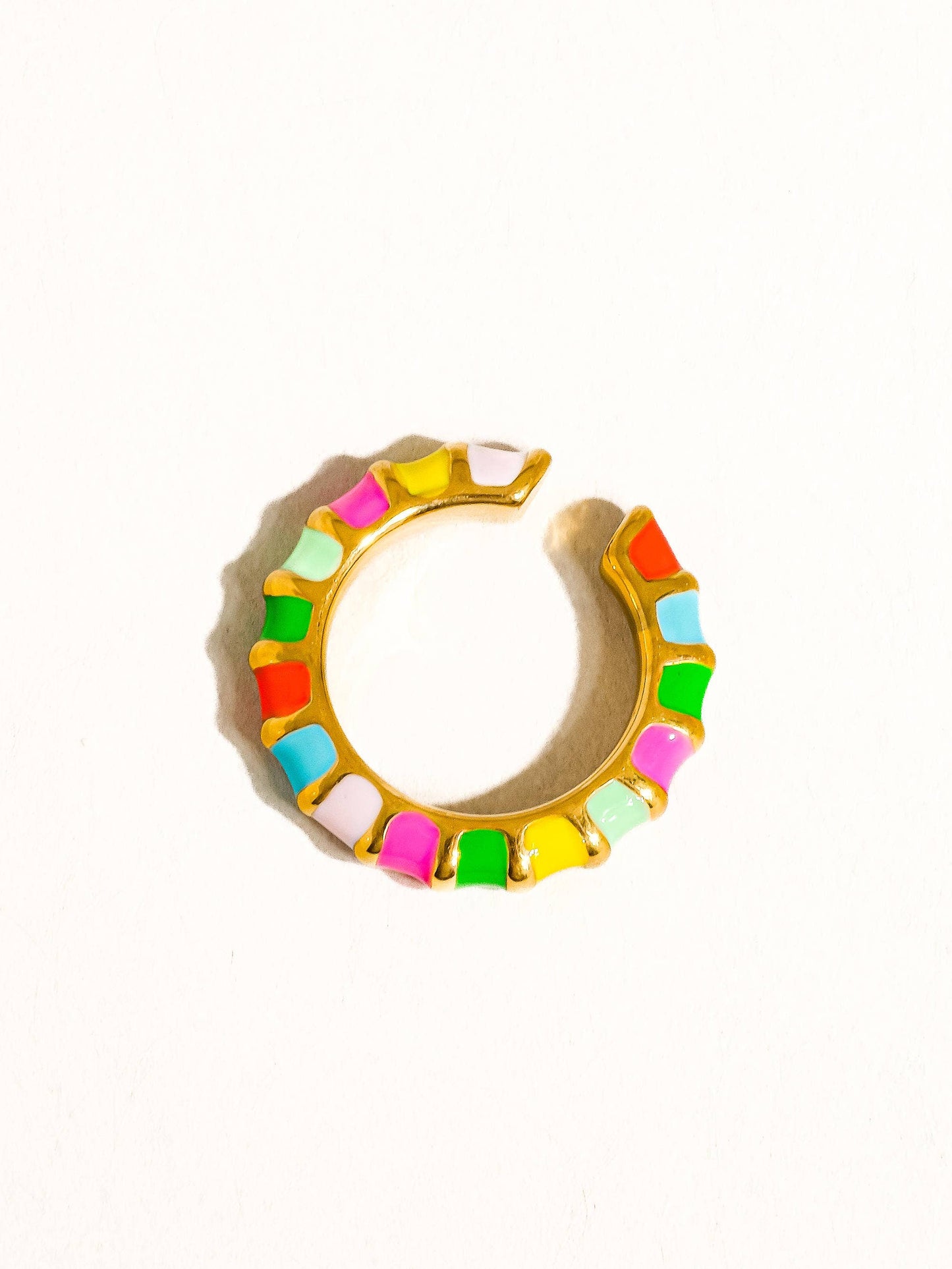 Sardinia 18K Gold Non-Tarnish Colorful Thin Band Ring